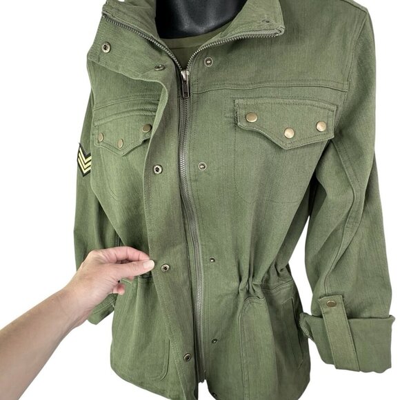 Two Penny Lane Maxwell Field Jacket Olive Green Women’s S Army Style Grunge Hip - Picture 6 of 16